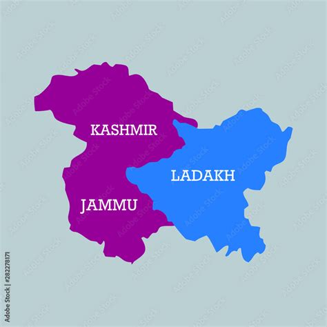 Jammu and Kashmir and Ladakh 2 unit state map Stock Vector | Adobe Stock