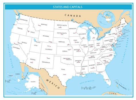 Us State Capitals Map 7 best images of united states worksheet and ...