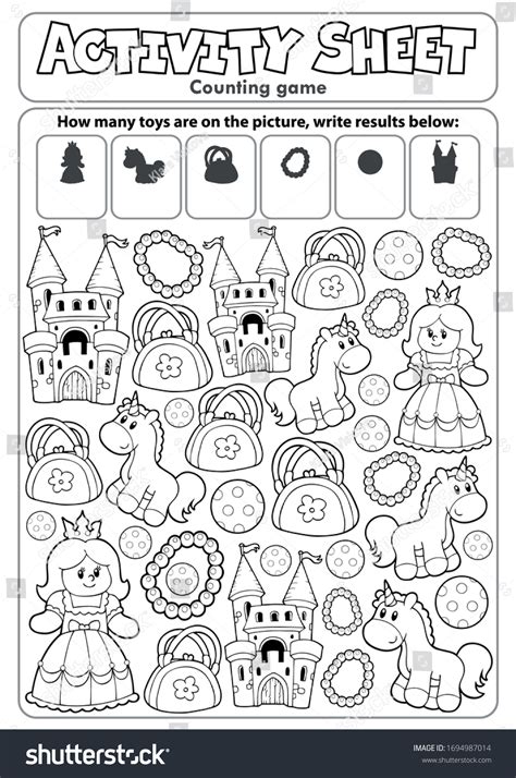 Activity Sheet Counting Game Eps10 Vector Stock Vector (Royalty Free ...