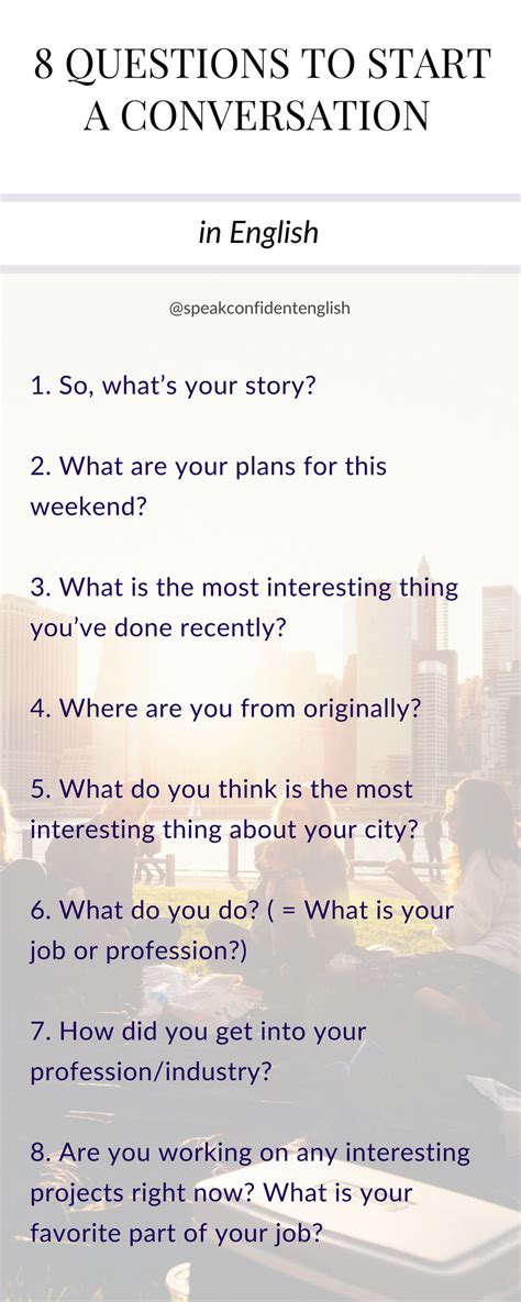 English Conversation Questions. A list of great questions to start a ...