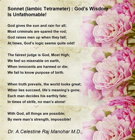 Sonnet (Iambic Tetrameter) : God’s Wisdom Is Unfathomable! - Sonnet ...