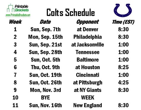 Colts Schedule | Indianapolis Colts Schedule