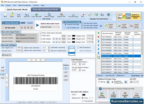 Business Barcodes - Professional Edition software screenshots barcode ...