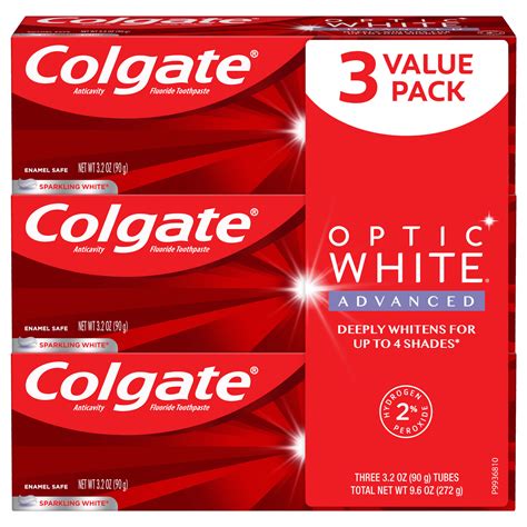 Colgate Optic White Advanced Teeth Whitening Toothpaste, Sparkling ...