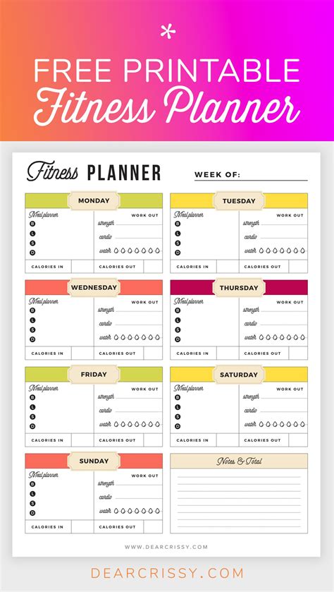 Daily Workout Planner Printable