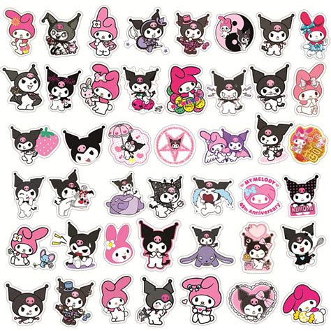 Kuromi and My Melody Stickers Pack| 50pcs Cute My Melody Kuromi Sanrio ...