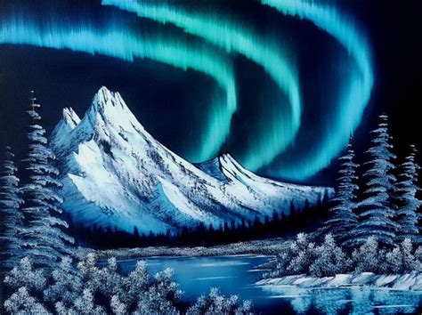 Some Northern Lights running wild in Bob Ross Style