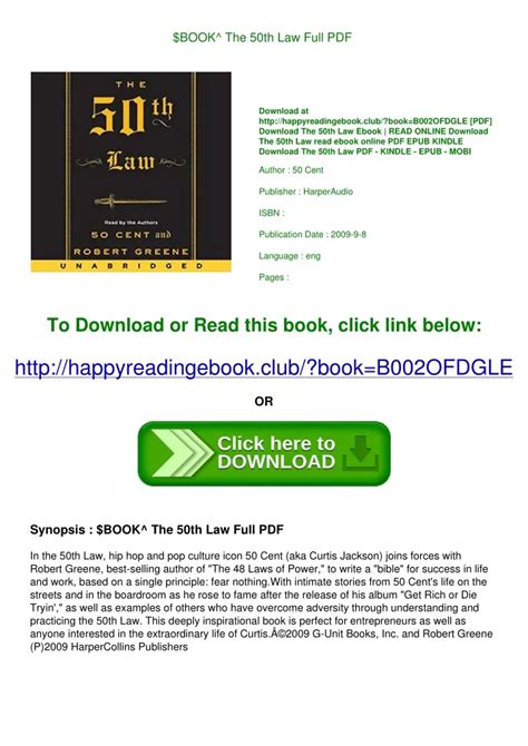 PPT - $BOOK^ The 50th Law Full PDF PowerPoint Presentation, free ...