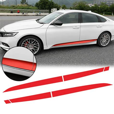 Xotic Tech 6pcs Red Vinyl Car Door Side Stripe Sticker Lower Door Panel ...