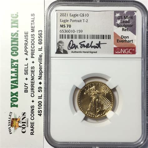 2021 $10 GOLD AMERICAN EAGLE COIN TYPE-2 - 1/4 OZ NGC MS70 DON EVERHART ...