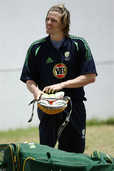 Nathan Bracken pads up at a net session | ESPNcricinfo.com