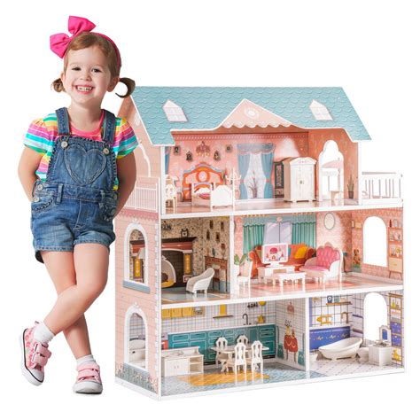 ROBOTIME Doll House Wooden Dollhouse for Kids 3 4 5 6 Years Old ...