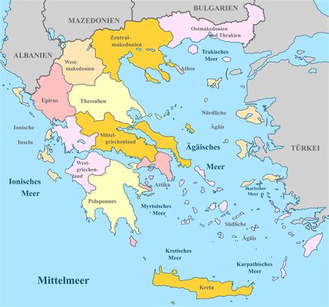 Griechenland Karte mit Regionen & Landkarten mit Provinzen