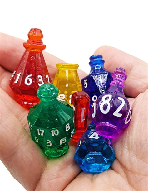 Potion Bottles Dice Set | 7 Piece TTRPG Game Dice – Dark Elf Dice