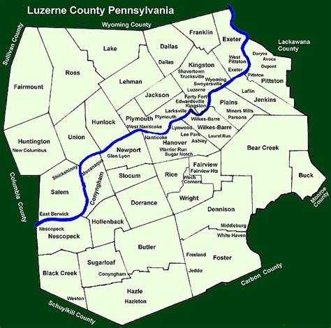 Luzerne County Pennsylvania Township Maps | Luzerne county, Wyoming ...