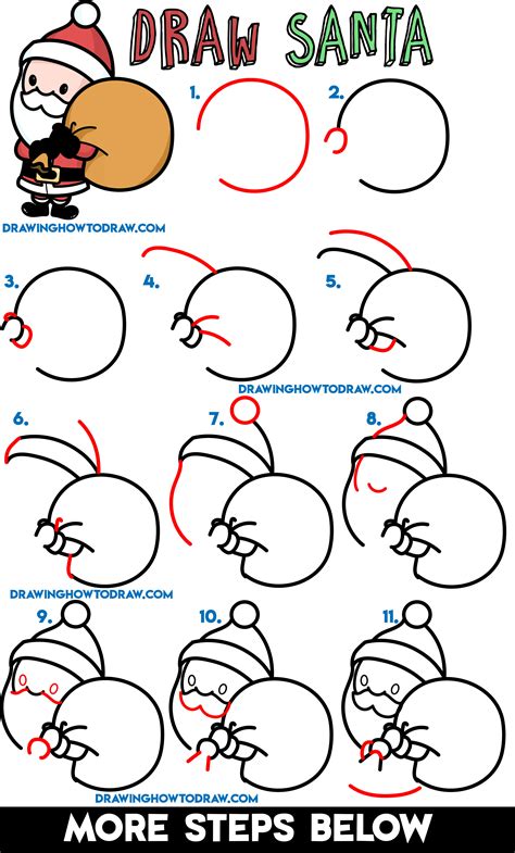 Santa Drawing Step By Step