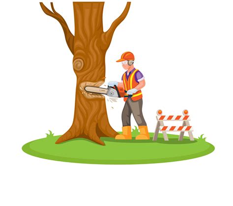 Construction worker cut tree with chainsaw. tree logging activity ...