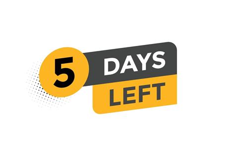 5 days Left countdown template. 5 day Countdown left banner label ...