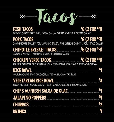 Food Truck Taco Menu - Buehler's Fresh Foods