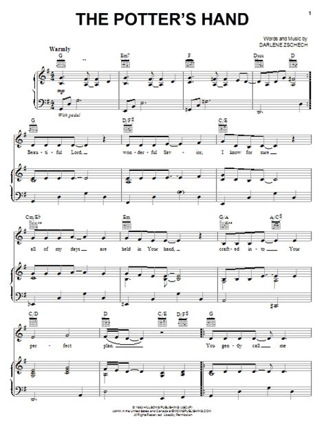 The Potter's Hand by Darlene Zschech Sheet Music for Piano, Vocal ...