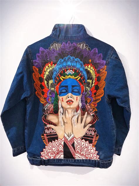 Chaqueta de mezclilla pintada a mano Chaqueta de mezclilla | Etsy ...