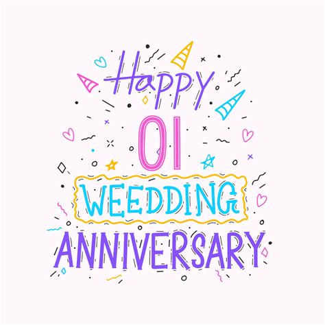 Happy 1st wedding anniversary hand lettering. 1 years anniversary ...