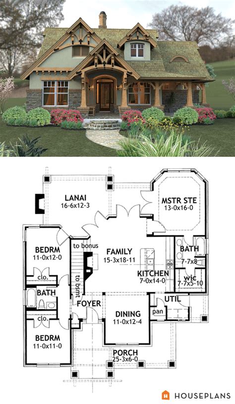 Craftsman Style House Plan - 3 Beds 2 Baths 1421 Sq/Ft Plan #120-174 ...