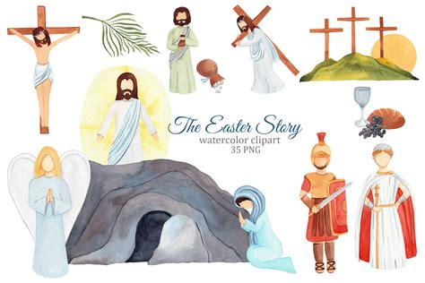 Religious Easter clipart, The Easter story, Jesus Risen, Cross PNG, Bi ...