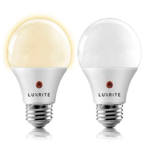 Luxrite A19 LED Dusk to Dawn Light Bulb Enclosed Fixture Rated 3000K ...