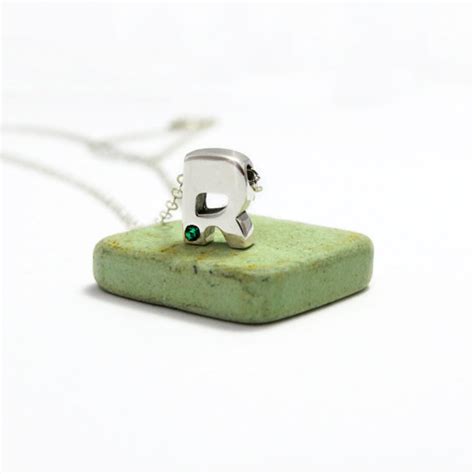 Birthstone Initial Necklace Custom Initial Necklace Mom - Etsy