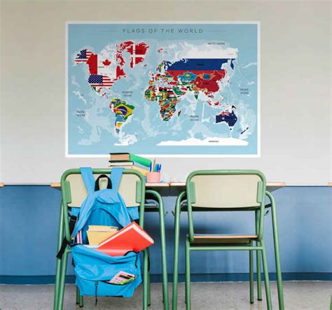 World map with flags poster - TenStickers