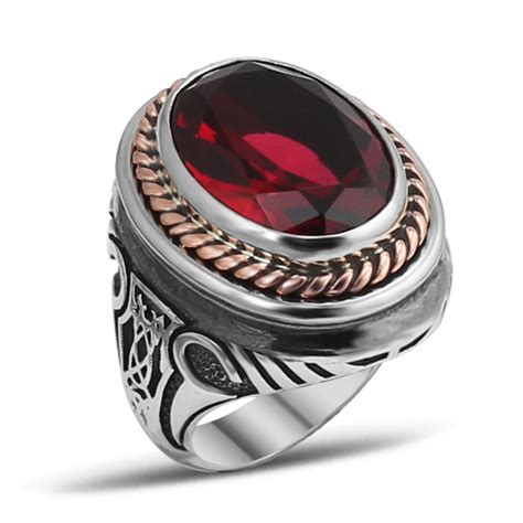 1.26 Ct Oval Red G W Cd S 925 S S M;s Ring C $27.16 zahiraccounting.com