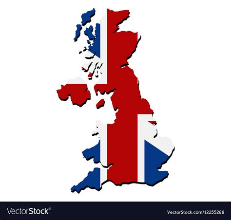 Map of great britain with flag Royalty Free Vector Image