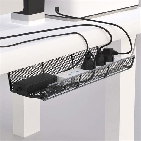 Under Desk Cable Management Tray, Univivi Mesh Metal Wire Cable Storage ...