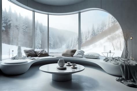 Premium AI Image | A room with a view of the snow