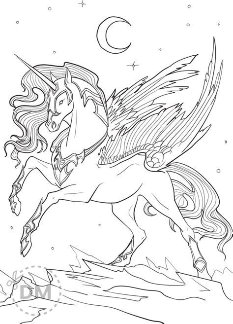 Unicorn Pegasus Coloring Page For Teens and Adults - diy-magazine.com