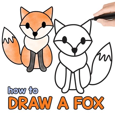 How to Draw a Fox - Step by Step Fox Drawing Tutorial | Fox drawing ...