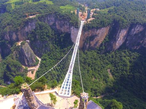 Glass bridge at a gorge in Zhangjiajie Hunan Province China - Photorator