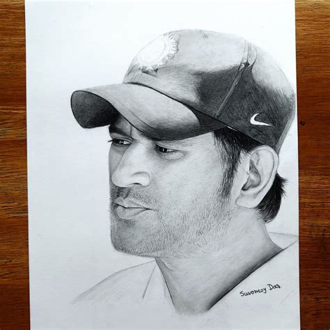 Ms Dhoni drawing | Portrait sketches, Celebrity portraits drawing ...