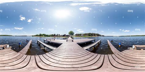 360° view of full seamless panorama 360 by 180 angle view wooden pier ...