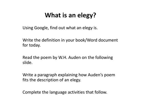 PPT - What is an elegy? PowerPoint Presentation - ID:2300214