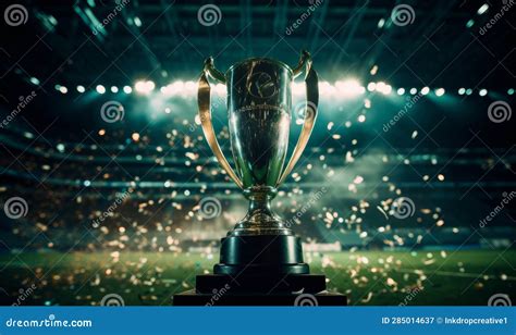 A Winners Trophy with Celebration Confetti and Glitter in a Sports ...