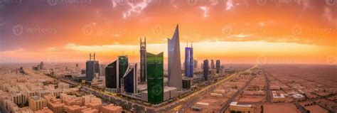 Panoramic City Shot of Riyadh Showing Skyline Landmarks, Office and ...