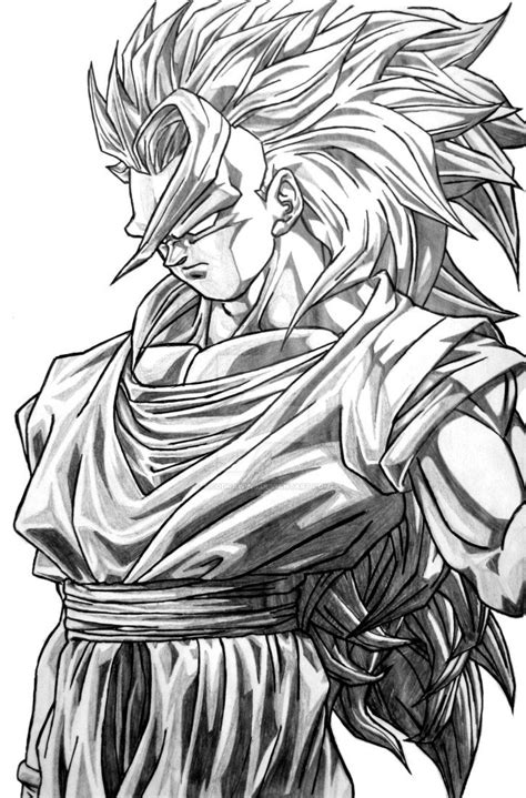 Goku Super Saiyan 3 | Goku dibujo a lapiz, Goku a lapiz, Dibujo de goku