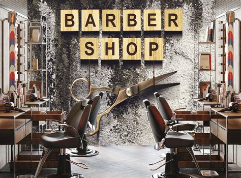 Barber Wallpaper 3D Barber Shop Wallpaper Tools Wall Mural Decal Mural ...