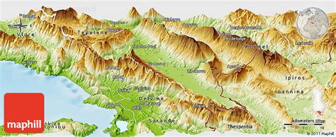 Physical Panoramic Map of Gjirokastër