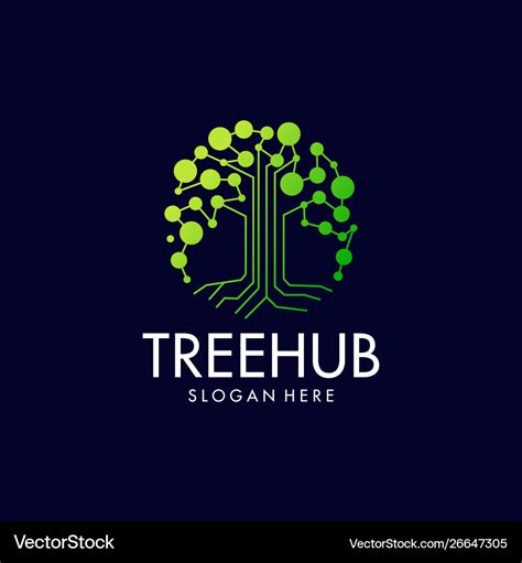 Tech tree digital logo design icon Royalty Free Vector Image