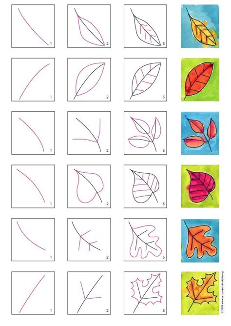 6 Easy How to Draw a Leaf Tutorial with Leaf Drawing Video and Coloring ...