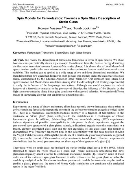 Spin Models for Ferroelastics: towards a Spin Glass Description of ...