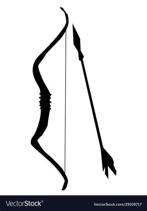 Silhouette bow and arrow Royalty Free Vector Image